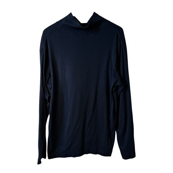 Theory Mens Miller Turtleneck Pima Cotton Alpaca Blend Long Sleeve Tee Blue L - Picture 3 of 11